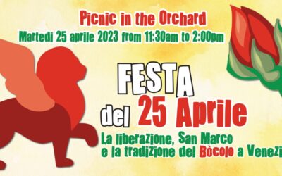 Italian Picnic, 25 April, 11.30 – 2-00